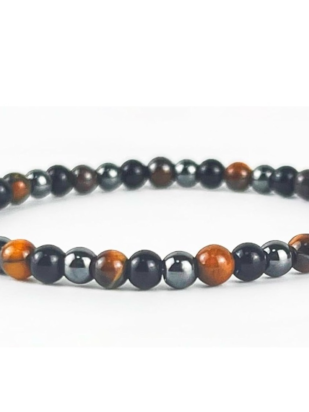 Triple Protection Bracelet for Men & Women. Natural Onyx, Hematite & Tiger Eye.